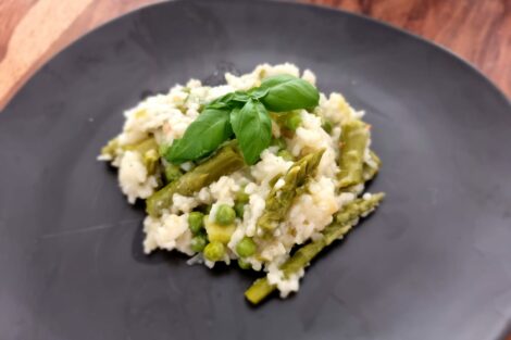 risotto printanier asperges plat creux grès