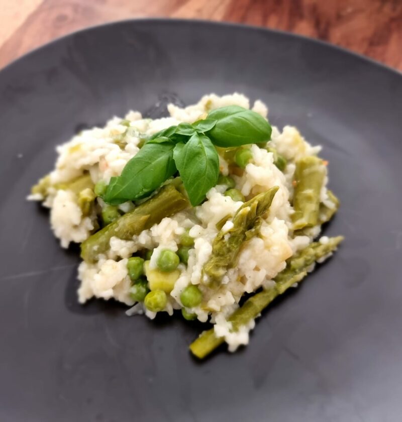 risotto printanier asperges plat creux grès